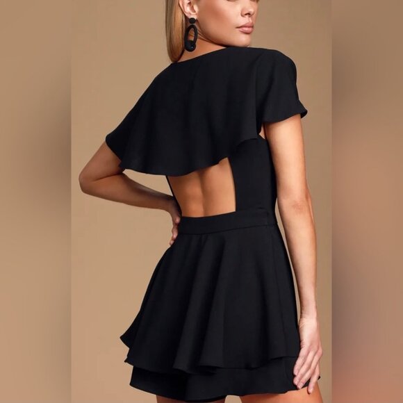 Do+Be Black Open Back Ruffle Romper - Picture 2 of 6